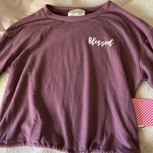 Purple cropped crew neck